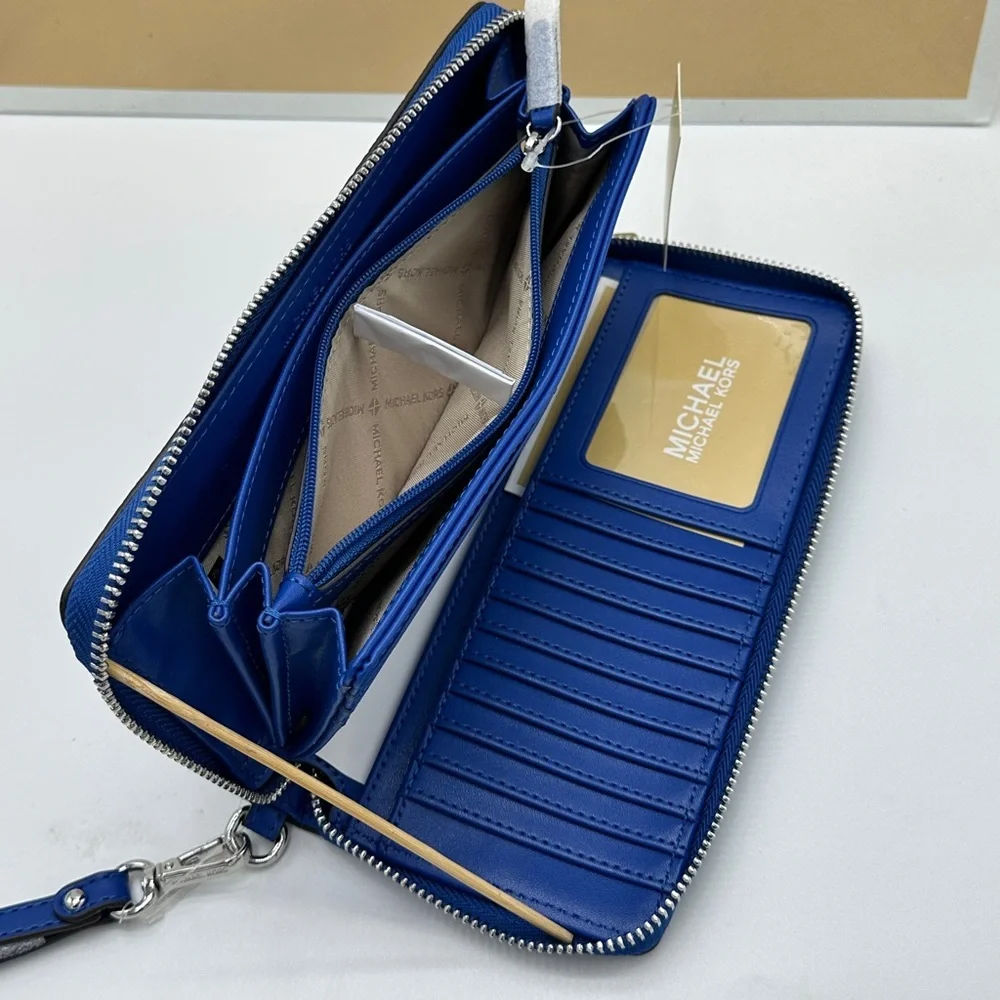 MICHAEL KORS Jet Set Travel Continental Zip Galaxy Blue color